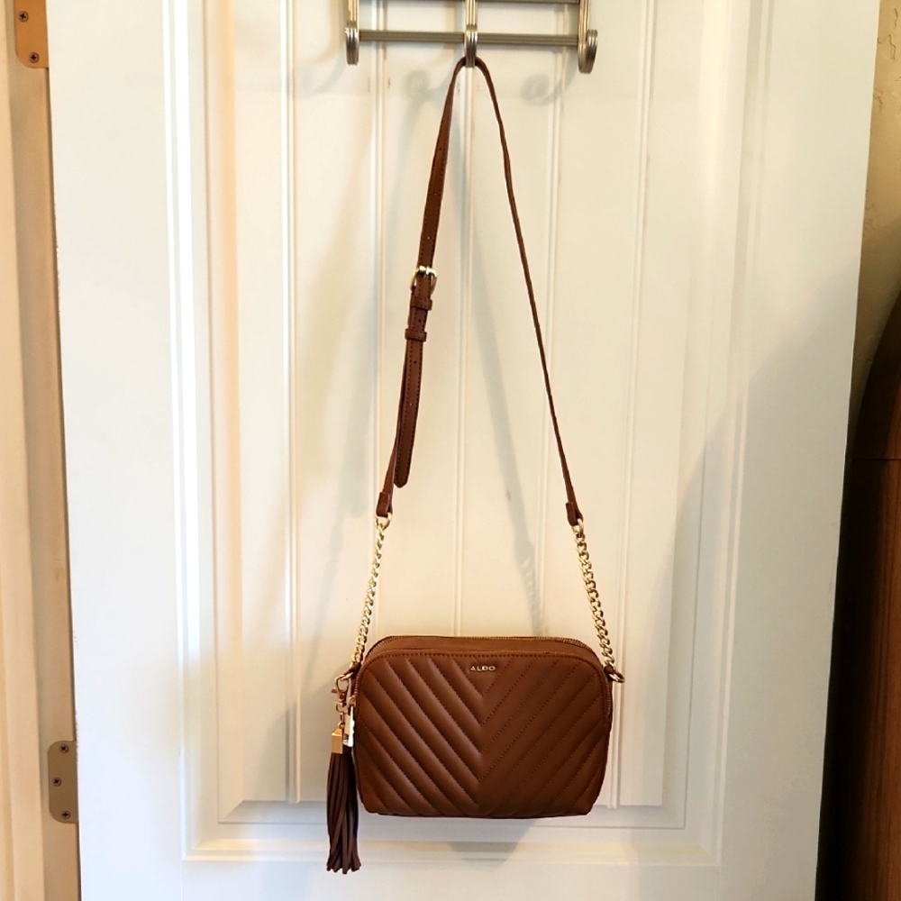 Alto Tan Quilted Crossbody Bag